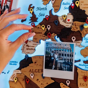 Acrylic World Map Wall Art: LED Backlight, Push Pin Travel Map