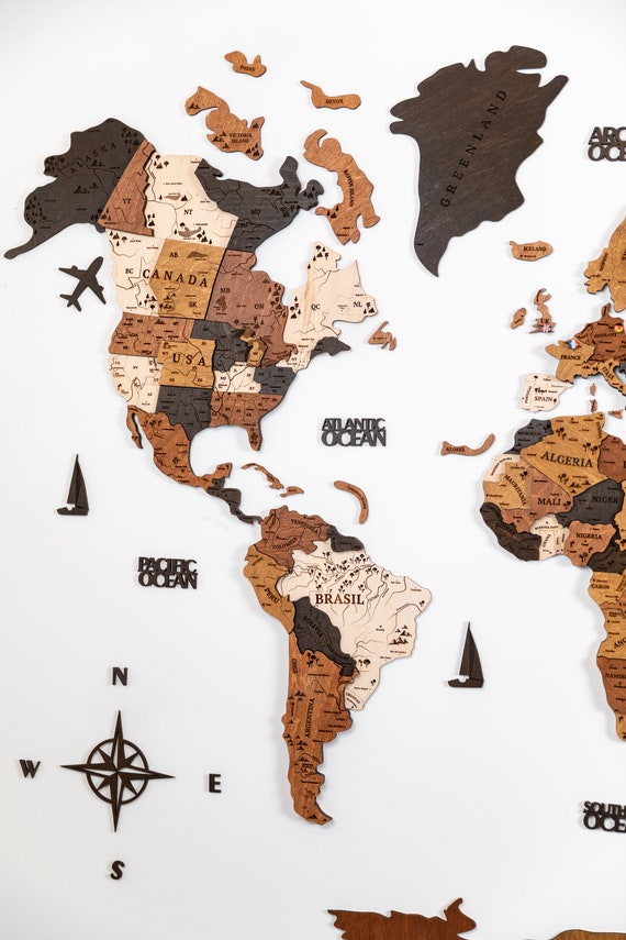 Wooden World Map Wall Decor, World Map, Wood Map, Wall Art Decor