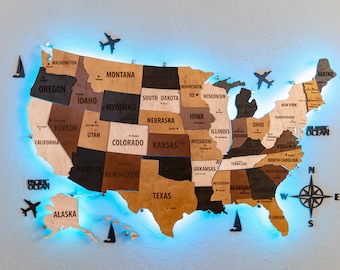 Wooden USA Map | Wood Map | Wall Maps | Push Pin Travel Map | Travel US Map | Wooden Map | Led US Map | Us Map | United States Map