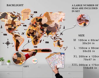 3D wood world map Lサイズ - www.flexio.cz