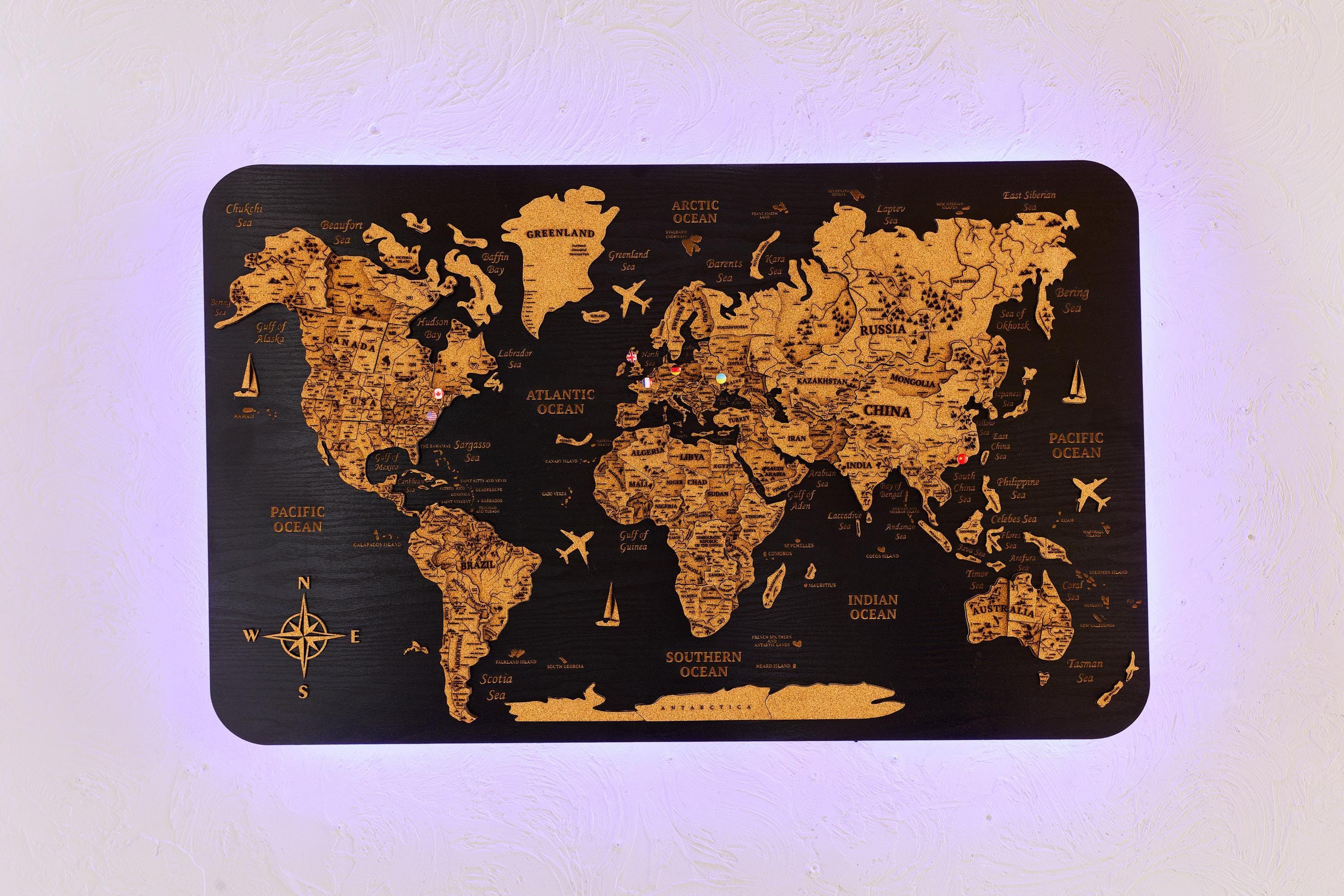 3D Cork Map, Black Friday, Cork Travel Map, 3 Piece World Map