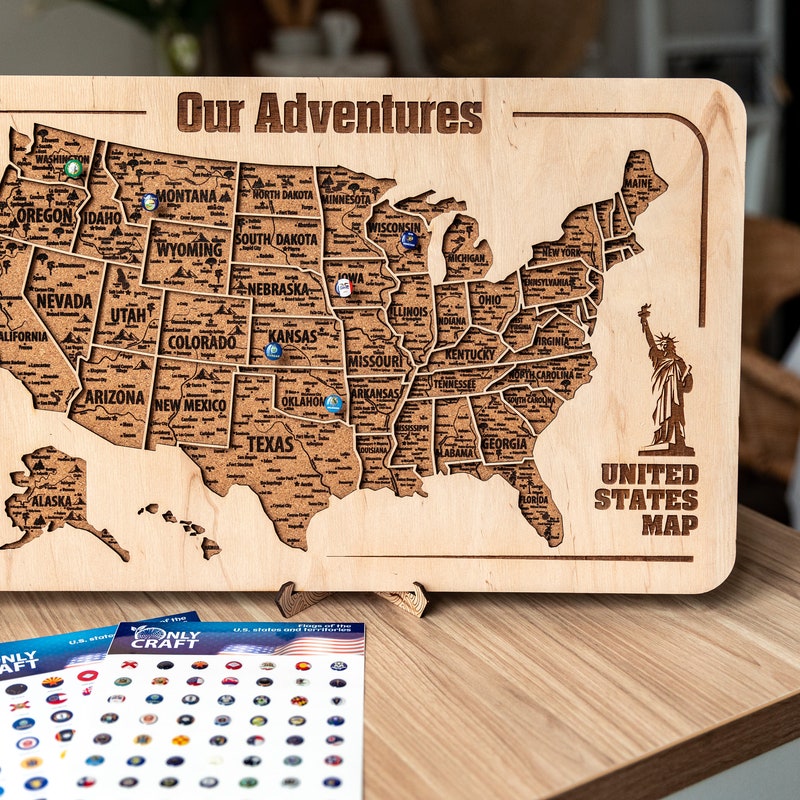 Wood Travel Map States Etsy - Il 800x800.5328460072 Tmay