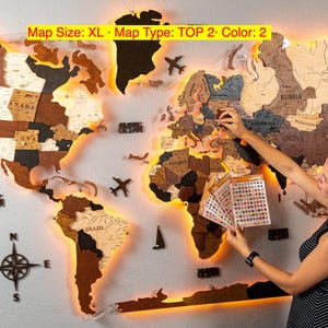 3D LED Wood World Map: Home Wall Decor Travel Art