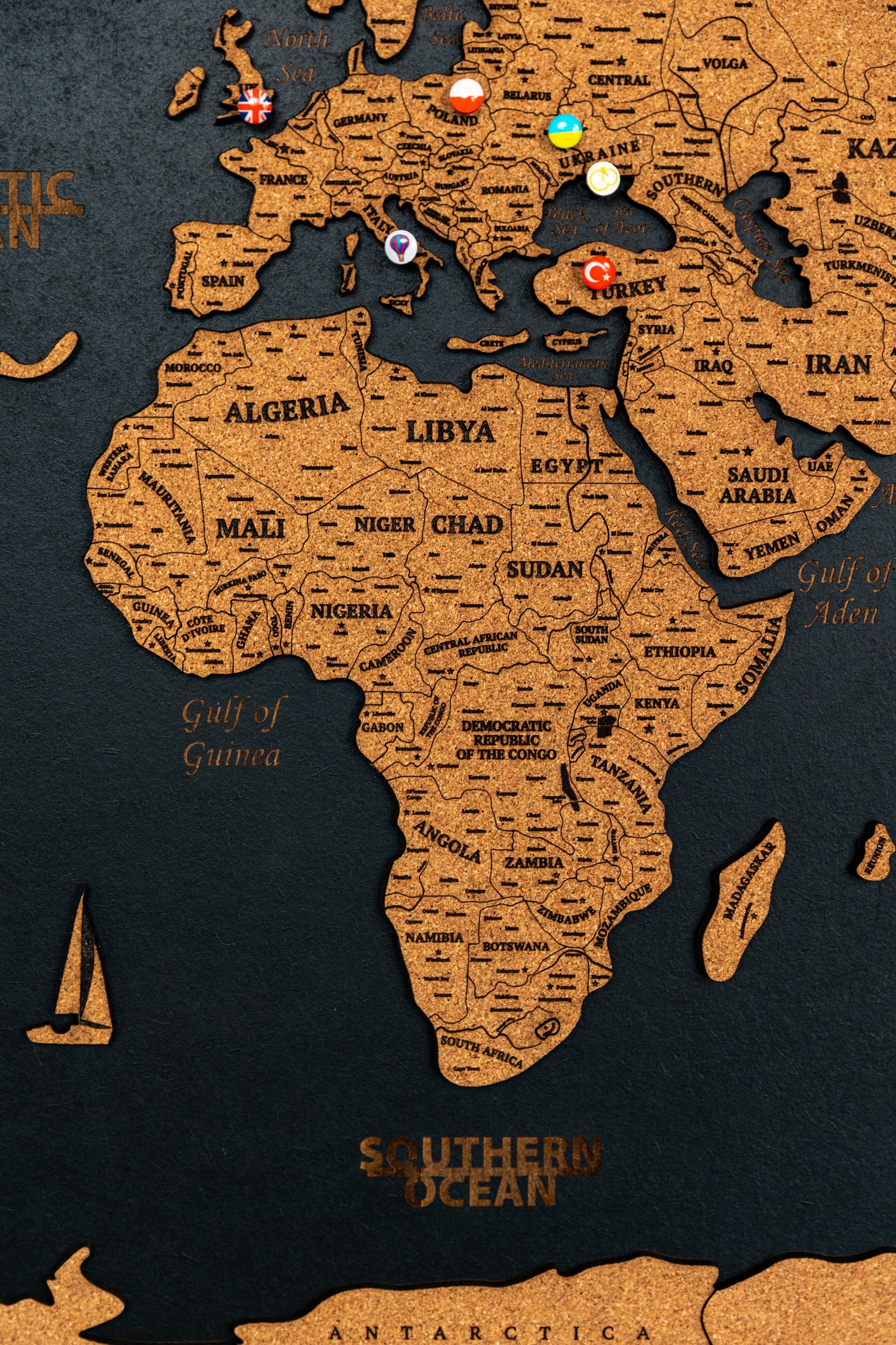 Cork World Map Push Pin World Map Cork World Map Travel Etsy