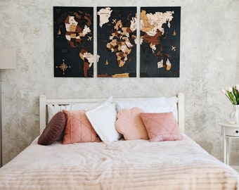 Wooden Map of the World on Canvas