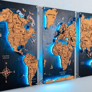 Canvas World Map Push Pin, Adventure Map New Apartment Gift, Wooden Map, World Map, Travel Map Couples Gift, Modern World Map Home Decor