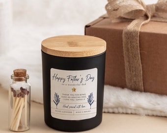 Happy Father's Day to a wonderful dad scented soy wax candle gift set with your text first Father's Day Christmas Birthday gift for daddy