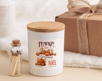 Pumpkin Spice Everything Nice Scented Candle Pumpkin Spice Scent Cosy Autumn Gift for Friends Mum Dad Grandma Home Decor September Birthday