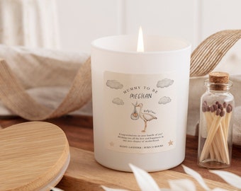 Mummy to be scented candle with baby's name FREE Gift package and matches jar new mum to be gift for Baby shower Pregnancy Congratulations