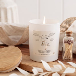 Vela perfumada mamãe para ser com nome do bebê Pacote de presente GRATUITO e pote de fósforos nova mamãe para presentear no chá de bebê Gravidez Parabéns