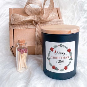 3D Duftkerze mit Name personalisiert Weihnachtsgeschenk Set für Sie Him Floral Oma Mama Freund Nanny Cousin Nichte Tante Tochter