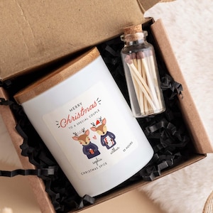 Merry Christmas To A Special Couple Scented Candle With Names Gift Set for Newlywed Personalised Gift for a Couple Cosy Vegan Xmas Present