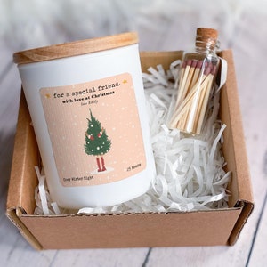 For a Special Friend Scented Christmas Candle Personalised Xmas Gift for Best Friend with Name and Gift Box For Her Cosy Vegan Xmas Present