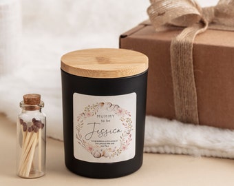 Personalised mummy to be scented candle FREE Gift package and matches jar mum to be gift for new mum Baby shower Pregnancy Congratulations