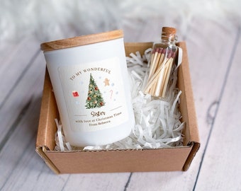 Personalised Scented Candle Christmas Gift for Sister / Gift Box for Her / Merry Christmas Cosy Stylish Unique Vegan Xmas Present