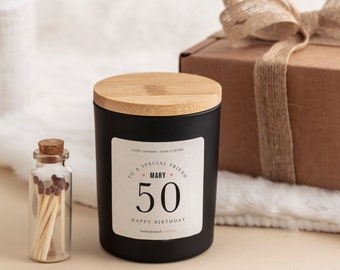 50th Birthday Candle Gift Set Friend Mum Sister Colleague Gift Box Gifts Friend Happy 50th Birthday Present To a special friend vegan candle