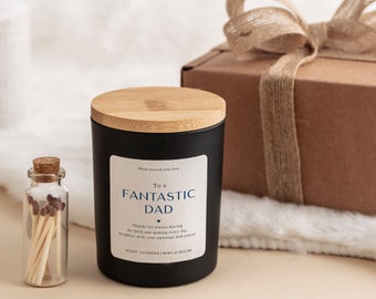 To a fantastic dad scented soy wax candle gift set for dad Father's Day Christmas Birthday first Fathers Day gift for daddy Dad jokes