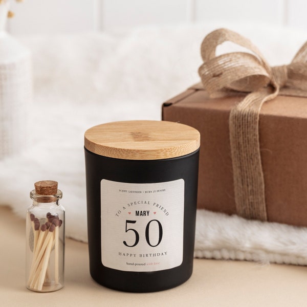 50th Birthday Candle Gift Set Friend Mum Sister Colleague Gift Box Gifts Friend Happy 50th Birthday Present To a special friend vegan candle