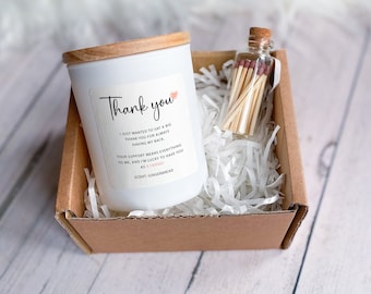 15 Personalised thank you scented candle with your text