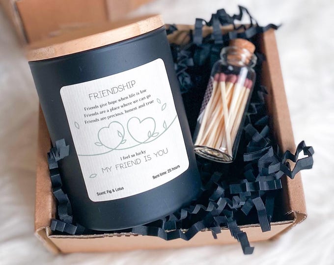 Friendship Scented Candle Gift / I Feel So Lucky My Friend Is You / Best friend Christmas Birthday Gift / Xmas present / Far Away Gift