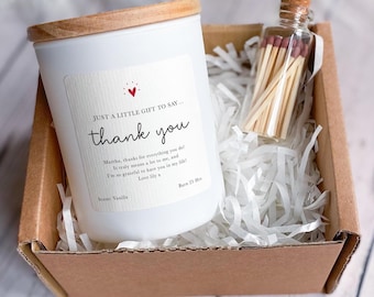 Personalised Thank You Scented Candle Gift Set Thoughtful Appreciation Present for Friend Teacher Colleague Doctor Nurse Neighbour Vegan