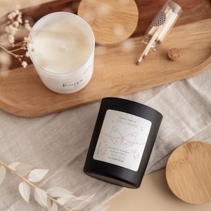 May include: Two black and white scented candles with a butterfly design and the text "Chance made us colleagues but the fun and laughter we share made us friends".