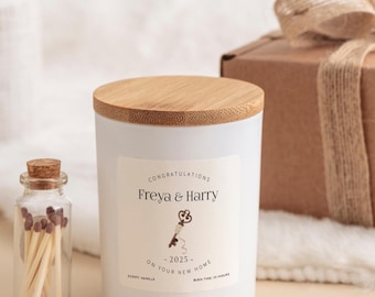 New Home Scented Candle Gift with Key Design Personalised Housewarming Keepsake for Couple Friend or Family Cosy Home Décor Present
