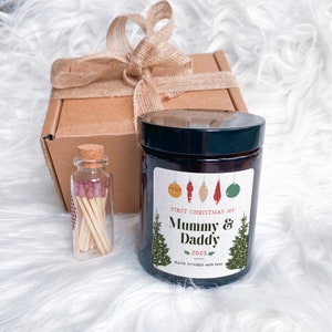 Personalised First Christmas as Mummy and Daddy Scented Candle Xmas Gift for New Mum Dad 1st Christmas New Parents Cosy Stylish Unique Vegan image 3