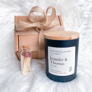 Personalised engagement candle for couple with names and date Engagement Gift for Her Him Soy Vegan Wax Scented Candle Mr Mrs On Your Day