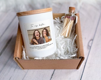 Photo scented candle with custom text / Christmas birthday Mother&#39;s Day Father&#39;s Day gift for friend mum dad grandma wife husband bridesmaid