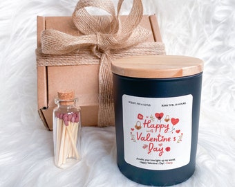 Happy Valentine's Day Candle Gift for Her Gift for Him Soy Wax Candle Vegan Valentines Gift for Wife Girlfriend Husband Fiancée Newlywed