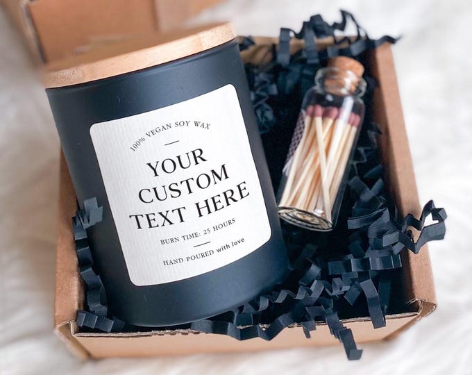 Custom text soy wax vegan candle / Your own text / Christmas gift for friend mum dad grandma colleague employee custom company corporate