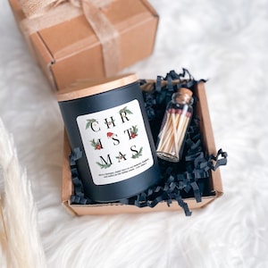 Personalised Christmas Scented Candle with Your Text / Gift Box for Her Friend Colleague Cosy Stylish Unique Vegan Xmas Present Hygge Gift