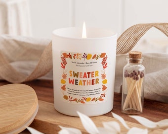 Personalised Sweater Weather Candle Autumn Scented Candle Pumpkin Spice Cosy Fall Gift for Friend Autumn Home Decor Birthday Gift Autumn