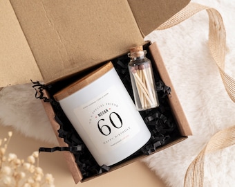 60th Birthday Candle Gift Set Friend Mum Sister Colleague Gift Box Gifts Friend Happy 60th Birthday Present To a special friend vegan candle