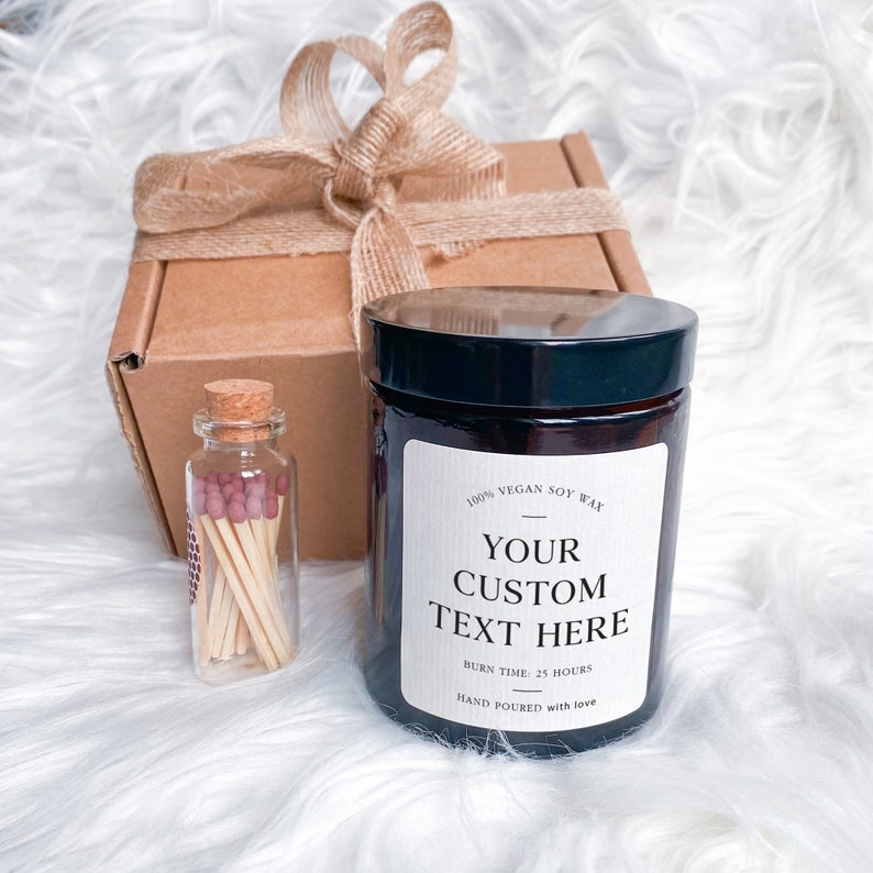 Custom text soy wax vegan candle / Your own text / Christmas gift for friend mum dad grandma colleague employee custom company corporate zdjęcie 2