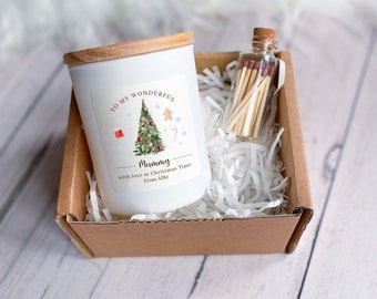 Personalised Scented Candle Christmas Gift for Mummy / Gift Box for Her / Merry Christmas Cosy Stylish Unique Vegan Xmas Present