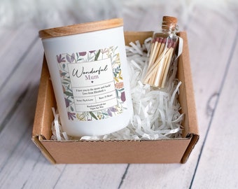 Wonderful mum scented soy wax vegan candle with your own text Gift for grandma nanny nana mummy mama sister First Mother&#39;s Day 1st keepsake