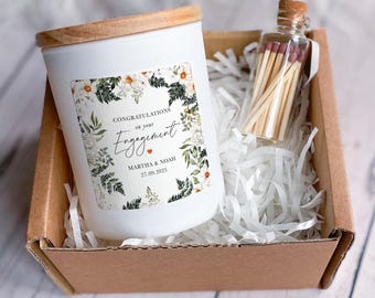 Personalised Engagement Scented Candle Gift Romantic Congratulations Present for Engaged Couple Daughter Fiancé or Friend Vegan Soy Wax
