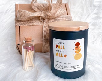 Personalised I Love Fall Most of All Autumn Scented Candle Gift Pumpkin Spice Cosy Fall Friends Mum Home Decor Birthday Gift Autumn Vibes