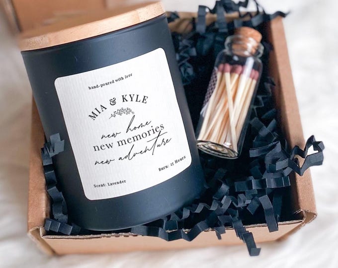 Personalised New Home Scented Candle Gift Set Gift for New Home New Memories New Adventure with names Housewarming Present Couple