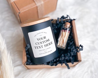 Custom text soy wax vegan candle / Your own text / Christmas gift for friend mum dad grandma colleague employee custom company corporate