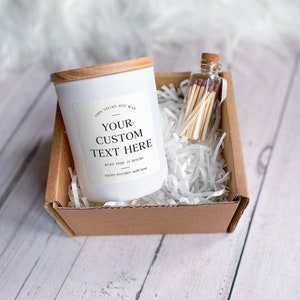 Custom text soy wax vegan candle / Your own text / Christmas gift for friend mum dad grandma colleague employee custom company corporate zdjęcie 3