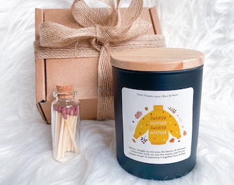 Suéter Weather Candle Decoración del hogar de otoño Vela perfumada Pumpkin Spice Acogedor regalo de otoño para amigos Decoración del hogar Regalo de cumpleaños Vibraciones de otoño