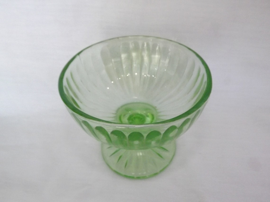 Vintage HAZEL ATLAS Green Glass Sherbet Dessert Bowl Dish Etsy