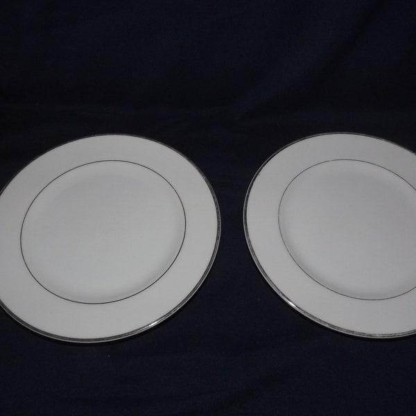 Lot / Set of 2 Bread Dessert Plates Citation 5428 Platinum Trim by Mikasa Narumi