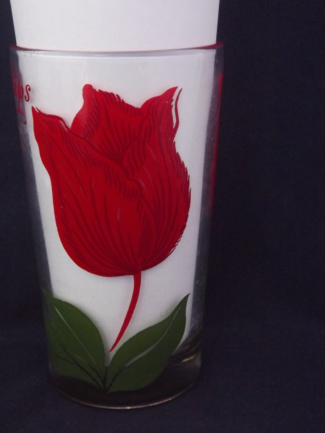 Vintage Boscul Peanut Butter Glass Drinking Glasses Red Tulips Etsy