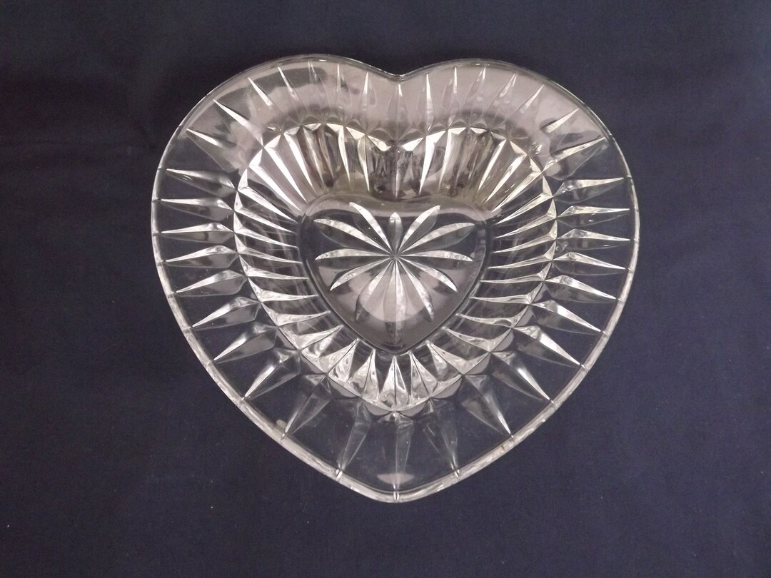 Mikasa Crystal Clear Heavy Glass Heart Shaped Candy Dish Etsy