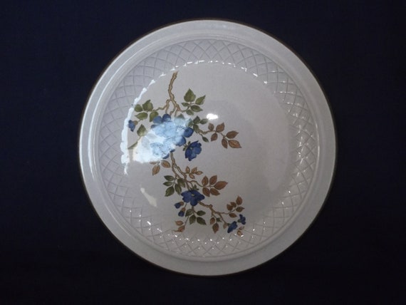 Nikko Colorstone Dinner Plate - Blue Flowers With Brown Trim
