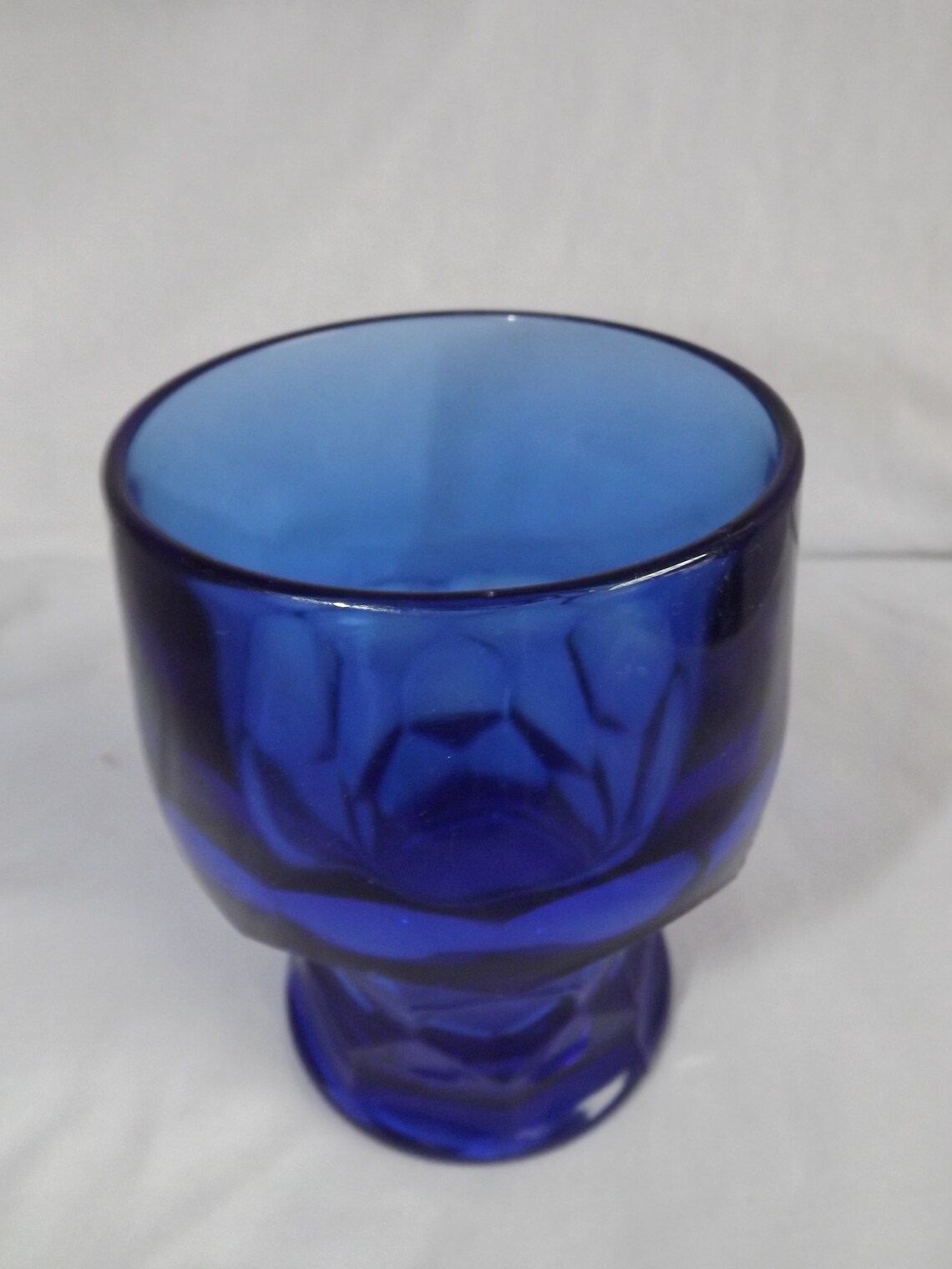 Cobalt Blue Drinking Glass Tumbler Ice Tea Hexagon Lambrissé Etsy
